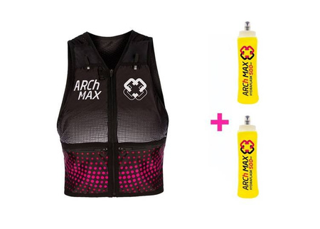 ARCH MAX Kamizelka biegowa damska HV 8 + 2x SOFT FLASK 500 ml czarno-różowa