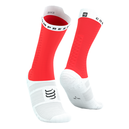 COMPRESSPORT Skarpetki rowerowe PRORACING SOCKS V4 BIKE fluo red/white