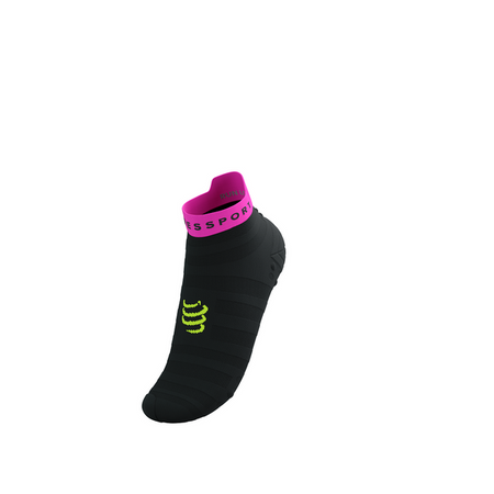 COMPRESSPORT Skarpetki do biegania PRORACING SOCKS V4 ULTRALIGHT RUN LOW black/safe yellow/neo pink