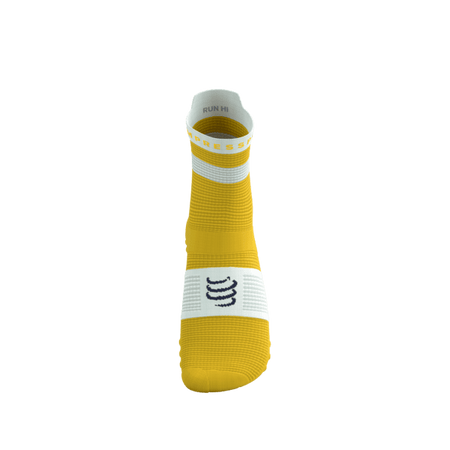 COMPRESSPORT Skarpetki do biegania wysokie PRORACING SOCKS V4 RUN HIGH lemon/white