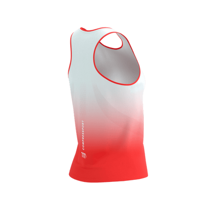 COMPRESSPORT Koszulka biegowa damska PERFORMANCE SINGLET fluo red/white