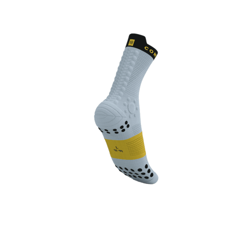 COMPRESSPORT Skarpetki do biegania trailowe PRORACING SOCKS V4 TRAIL grey dawn/ceylon yellow
