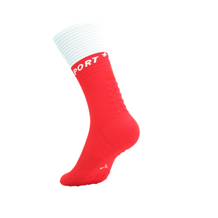 COMPRESSPORT Skarpetki kompresyjne do biegania MID COMPRESSION SOCKS V2.0 fluo red/white