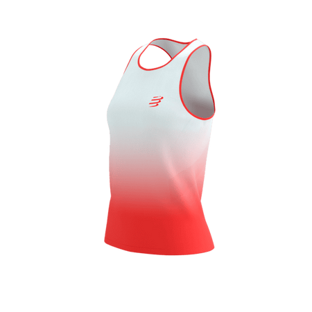 COMPRESSPORT Koszulka biegowa damska PERFORMANCE SINGLET fluo red/white
