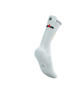 COMPRESSPORT Skarpetki rowerowe PRORACING SOCKS V4 BIKE IRONMAN 2025 white/sunrise