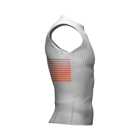 COMPRESSPORT Triathlonowa koszulka kompresyjna TRI POSTURAL TANK TOP biało-pomarańczowa