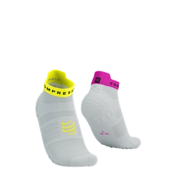 COMPRESSPORT Skarpetki do biegania krótkie PRORACING SOCKS V4 RUN LOW white/safe yellow/neo pink