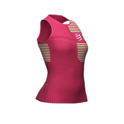 COMPRESSPORT Triathlonowa koszulka kompresyjna damska TRI POSTURAL TANK TOP różowo-zielona
