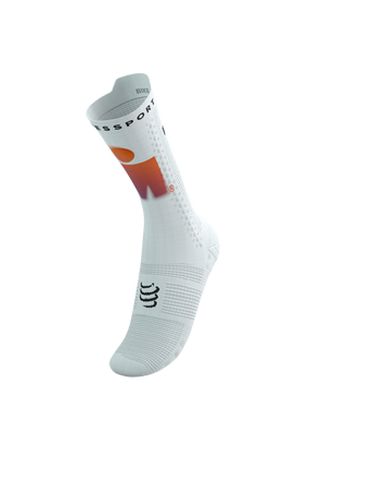 COMPRESSPORT Skarpetki rowerowe PRORACING SOCKS V4 BIKE IRONMAN 2025 white/sunset