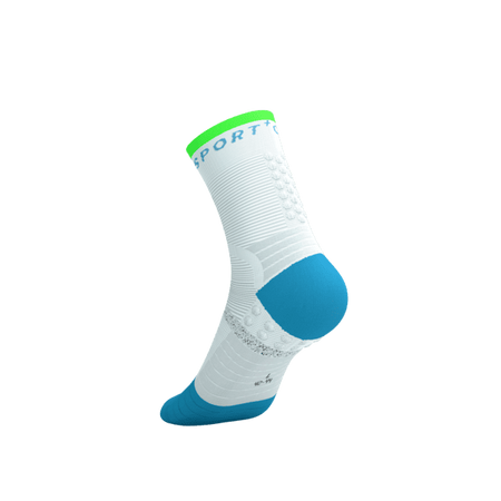 COMPRESSPORT Skarpetki do biegania PRO MARATHON SOCKS V2.0 white/norse blue/neon green