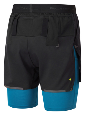 RONHILL Spodenki biegowe męskie TECH ULTRA TWIN SHORT czarno-niebieskie
