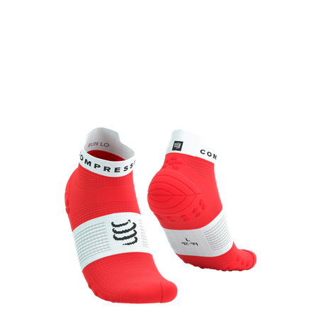 COMPRESSPORT Skarpetki do biegania krótkie PRORACING SOCKS V4 RUN LOW fluo red/white