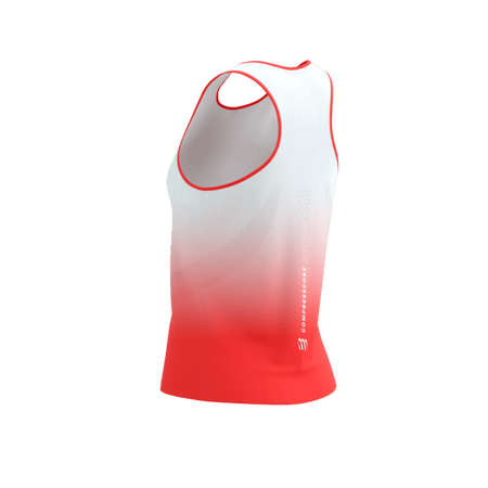 COMPRESSPORT Koszulka biegowa damska PERFORMANCE SINGLET fluo red/white