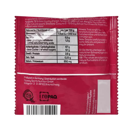 SQUEEZY Energetyczne kulki mocy ENERGY BALLS 50 g daktyle/orzech tygrysi