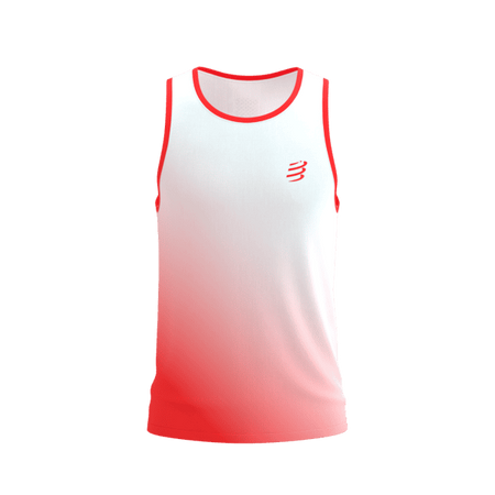 COMPRESSPORT Koszulka biegowa PERFORMANCE SINGLET fluo red/white