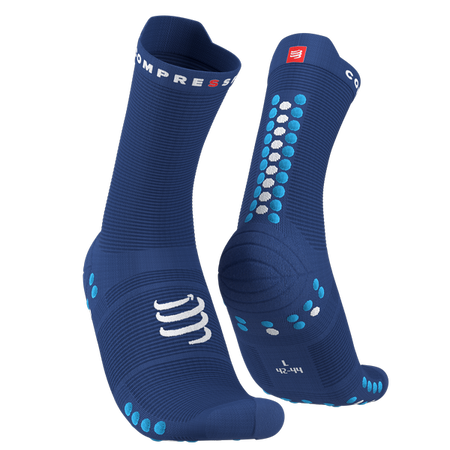 COMPRESSPORT Skarpetki do biegania wysokie PRORACING SOCKS V4 RUN HIGH sodalite/fluo blue