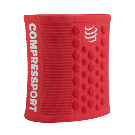 COMPRESSPORT Frotka na nadgarstek SWEATBAND 3D.DOTS fluo red/white