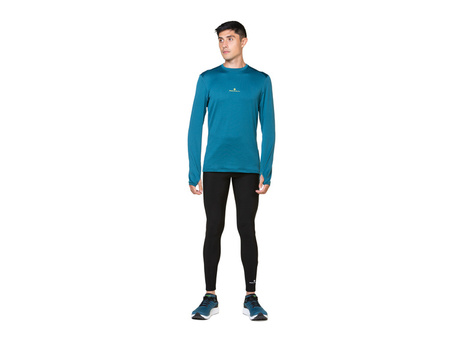 RONHILL Bluza biegowa męska TECH WINTER CREW deep teal/acid