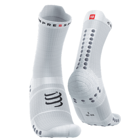 COMPRESSPORT Skarpetki do biegania wysokie ProRacing Socks V4 biało-szare