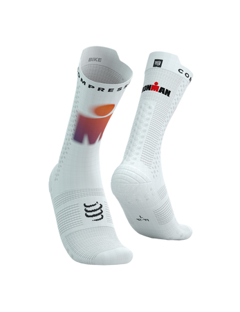 COMPRESSPORT Skarpetki rowerowe PRORACING SOCKS V4 BIKE IRONMAN 2025 white/sunset