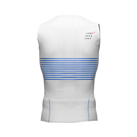 COMPRESSPORT Triathlonowa koszulka kompresyjna TRI POSTURAL TANK TOP biało-niebieska