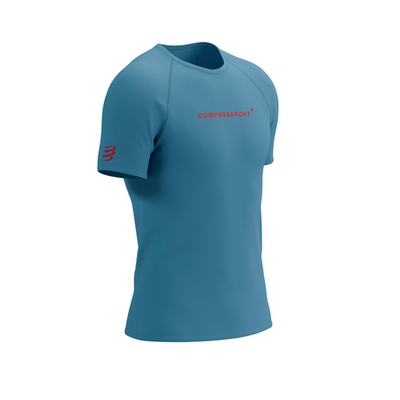 COMPRESSPORT Koszulka biegowa TRAINING SS LOGO T-SHIRT niagara blue