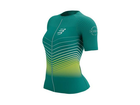 COMPRESSPORT Triathlonowa koszulka kompresyjna damska TRI POSTURAL SS TOP columbia/primerosa