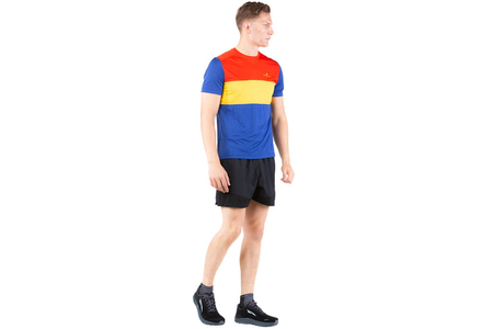 RONHILL Koszulka biegowa męska TECH TRIO S/S TEE dark cobalt marl/solar