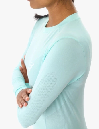COMPRESSPORT Koszulka biegowa damska z długim rękawem PERFORMANCE LS T-SHIRT shell blue