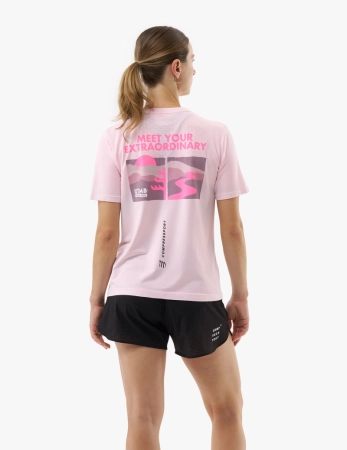 COMPRESSPORT Koszulka biegowa damska z krótkim rękawem TRAINING T-SHIRT UTMB 2025 roseate