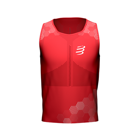 COMPRESSPORT Koszulka biegowa PRO RACING SINGLET czerwona