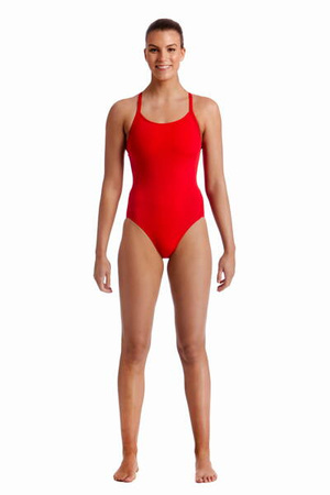 FUNKITA Strój kąpielowy damski jednoczęściowy DIAMOND BACK ONE PIECE still red