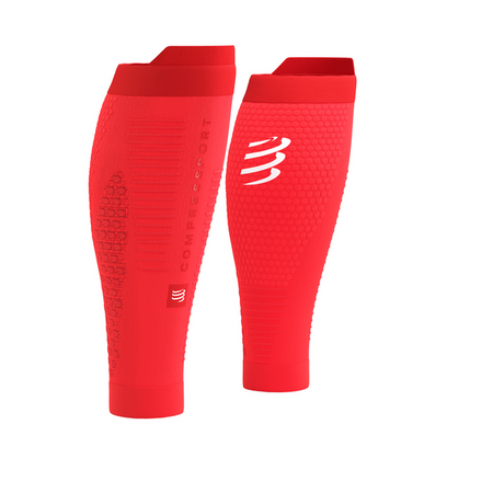 COMPRESSPORT Opaski kompresyjne na łydki R2V3 fluo red/white reflect