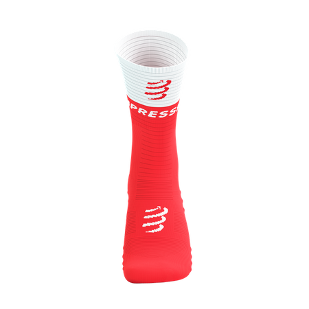 COMPRESSPORT Skarpetki kompresyjne do biegania MID COMPRESSION SOCKS V2.0 fluo red/white