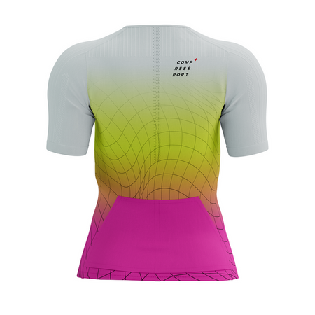 COMPRESSPORT Triathlonowa koszulka kompresyjna damska TRI POSTURAL AERO SS TOP safe yellow/neo pink