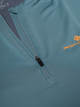 RONHILL Koszulka do biegania TECH 1/2 ZIP S/S TEE monolith/artemis