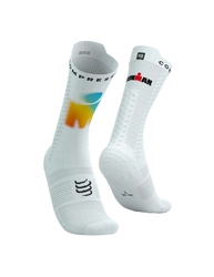 COMPRESSPORT Skarpetki rowerowe PRORACING SOCKS V4 BIKE IRONMAN 2025 white/sunrise