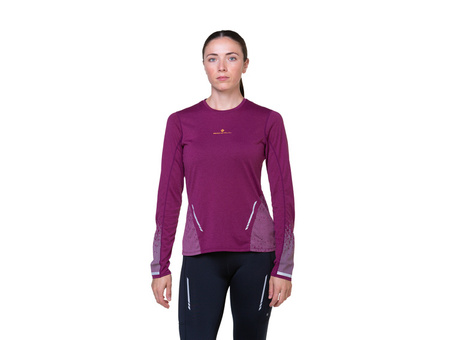 RONHILL Koszulka do biegania męska z długim rękawem TECH REFLECT L/S TEE blackcurrant/reflect