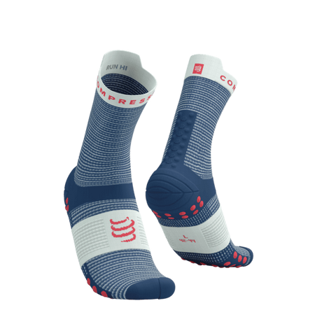 COMPRESSPORT Skarpetki do biegania wysokie PRORACING SOCKS V4 RUN HIGH blues/sugar