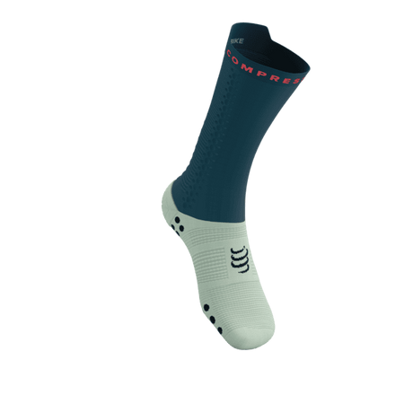 COMPRESSPORT Skarpetki rowerowe PRORACING SOCKS V4 BIKE stargazer/aqua/fluo red