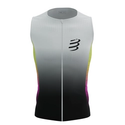 COMPRESSPORT Triathlonowa koszulka kompresyjna TRI POSTURAL AERO TANK TOP safe yellow/neo pink