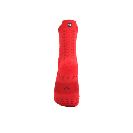 COMPRESSPORT Skarpetki do biegania trailowe PRORACING SOCKS V4 TRAIL fluo red/black