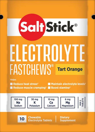 SALTSTICK Tabletki do żucia z elektrolitami ELECTROLYTE FAST CHEWS pomarańczowe 10 sztuk