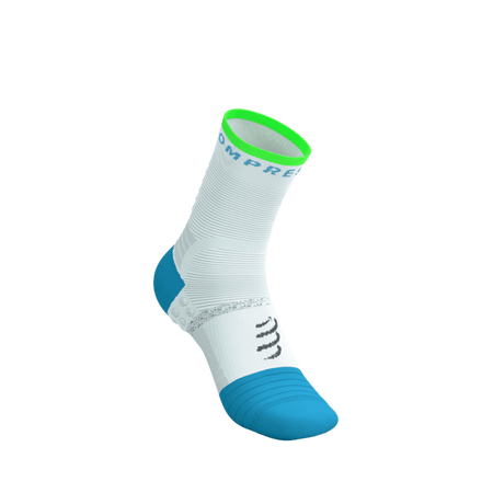 COMPRESSPORT Skarpetki do biegania PRO MARATHON SOCKS V2.0 white/norse blue/neon green