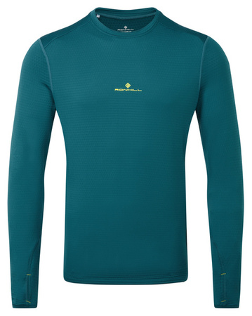 RONHILL Bluza biegowa męska TECH WINTER CREW deep teal/acid