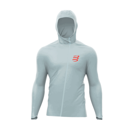 COMPRESSPORT Kurtka biegowa HURRICANE WATERPROOF 10/10 JACKET grey dawn/reflective fluo red