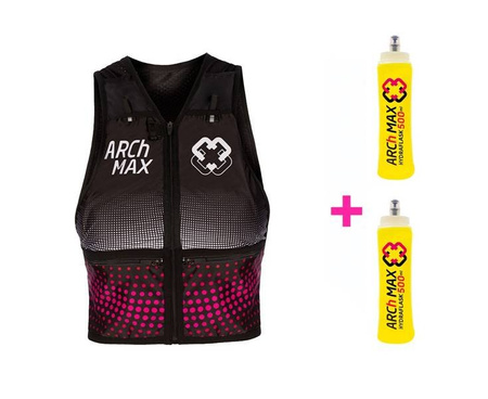 ARCH MAX Kamizelka biegowa damska HV 6 + 2x SOFT FLASK 500 ml czarno-różowa