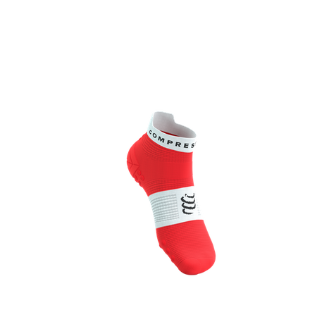 COMPRESSPORT Skarpetki do biegania krótkie PRORACING SOCKS V4 RUN LOW fluo red/white