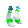 COMPRESSPORT Skarpetki do biegania wysokie PRORACING SOCKS V4 RUN HIGH white/norse blue/neon green