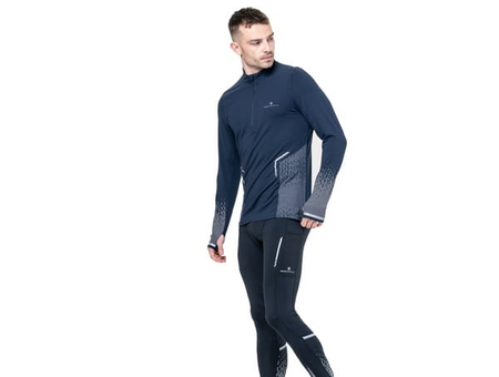 RONHILL Bluza biegowa męska TECH REFLECT 1/2 ZIP dark navy/reflect